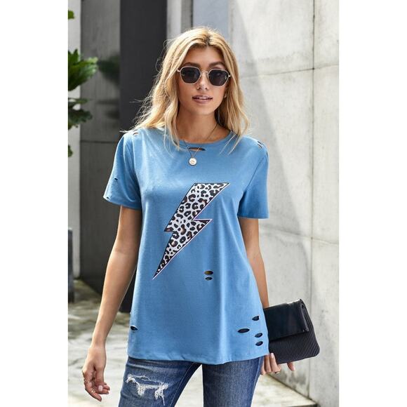 Distressed Animal Print Bolt Tee - Picture 1 of 3
